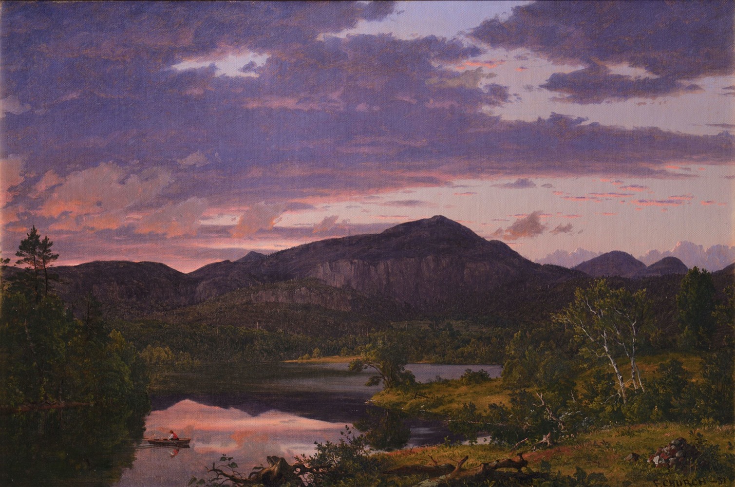 Frederic Edwin Church

Lake Scene in Mount Desert

1851

oil on canvas

20 11/16 x 30 7/8 inches (52.5 x 78.4 cm)&amp;nbsp;