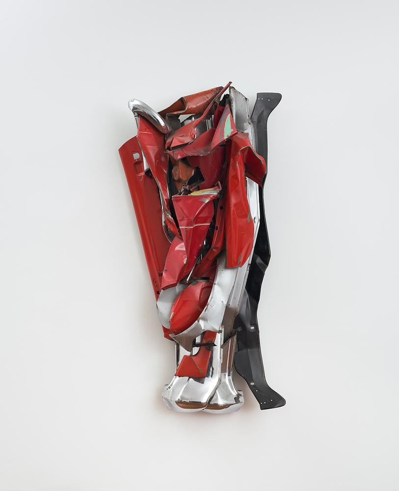 John Chamberlain Funn 1978 painted and chromium-plated steel 80 x 41 x 21 inches (203.2 x 104.1 x 53.3 cm)