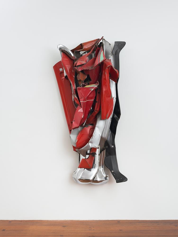 John Chamberlain Funn 1978 painted and chromium-plated steel 80 x 41 x 21 inches (203.2 x 104.1 x 53.3 cm)