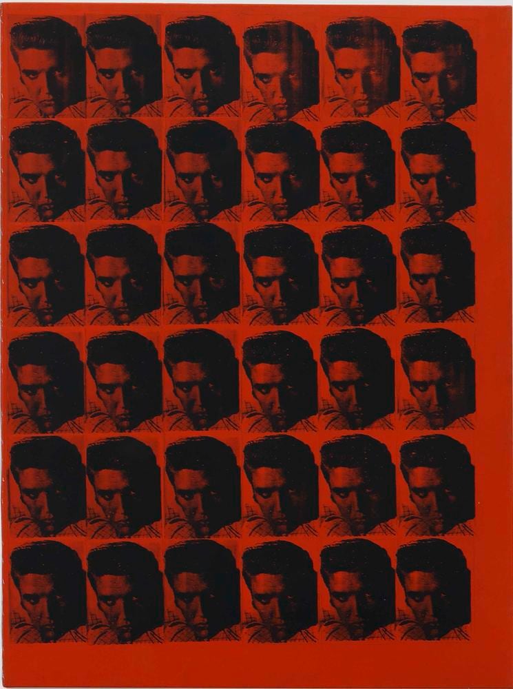 Andy Warhol Red Elvis 1962 silkscreen ink and acrylic on canvas 69 3/4 x 52 inches (177.2 x 132.1 cm)  Courtesy The Brant Foundation, Greenwich, CT
