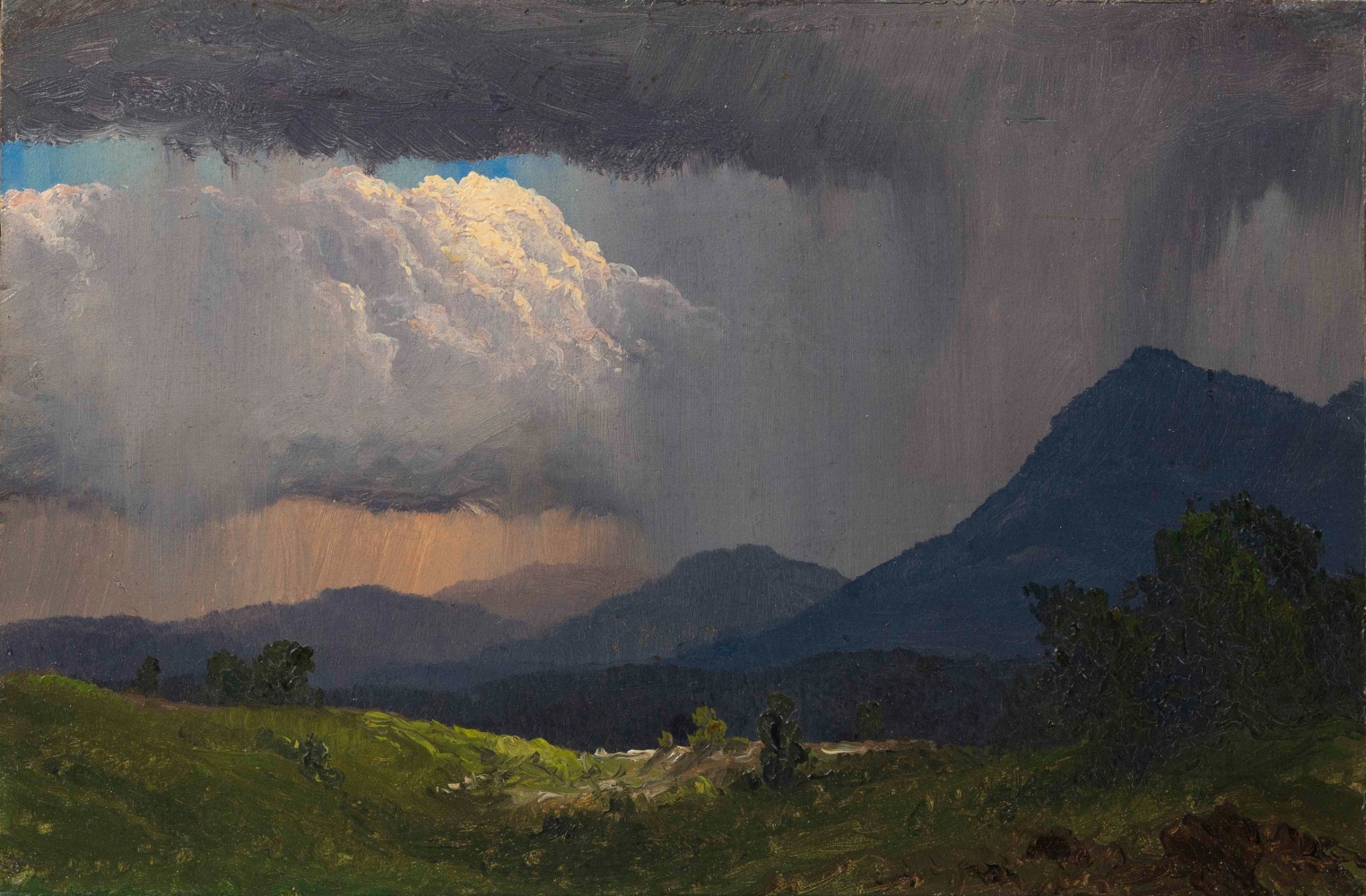 Frederic Edwin Church

Mountainside Downpour

1871&amp;nbsp;

oil on paper laid down on canvas&amp;nbsp;

6 1/2 x 10 inches (16.5 x 25.4 cm)&amp;nbsp;