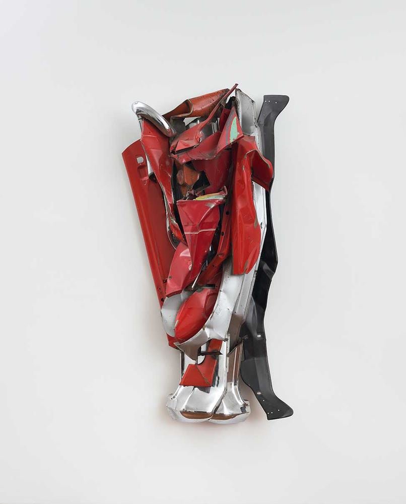 John Chamberlain Funn 1978 painted and chromium-plated steel 80 x 41 x 21 inches (203.2 x 104.1 x 53.3 cm)  Private collection