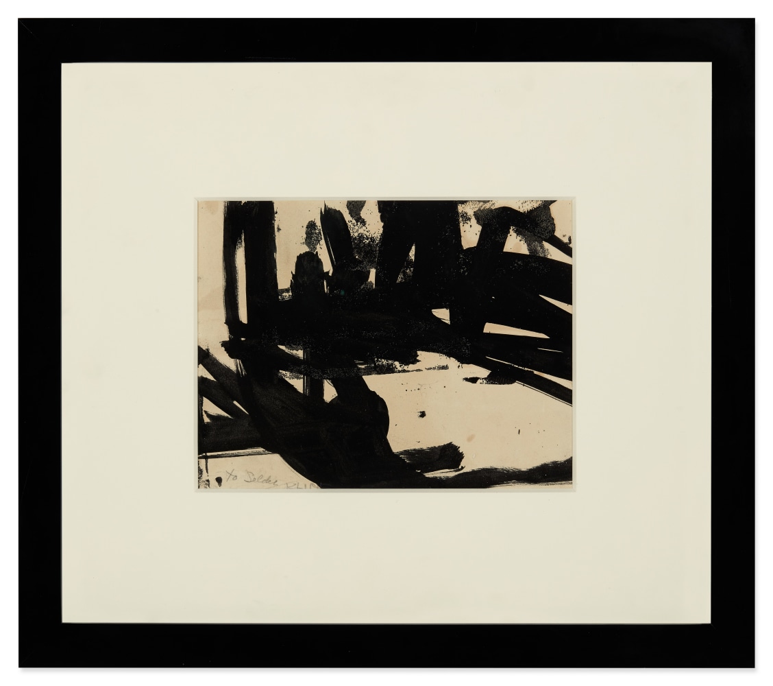 Franz Kline

Untitled (Study for Untitled, 1957)

circa 1957

oil and ink on paper (on two sides)

8 &amp;frac12; x 11 inches (21.6 x 27.9 cm)