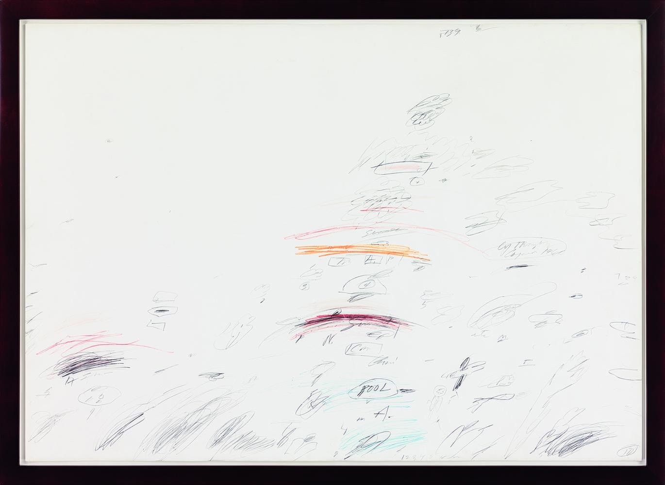 Cy Twombly Capri 1960 wax crayon, graphite and pen on paper 29 x 40 inches (73.7 x 101.6 cm)
