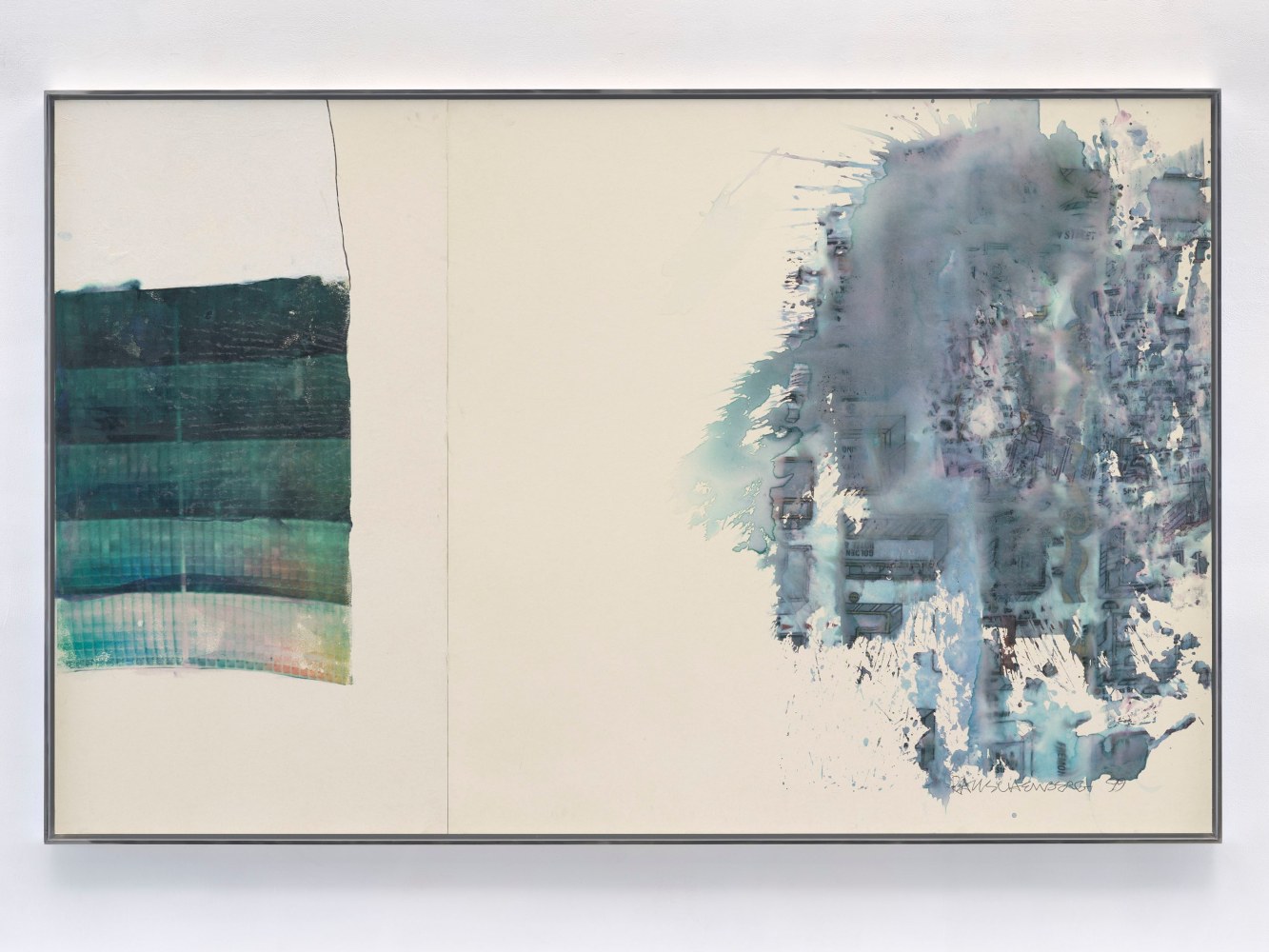 S (Apogamy Pods)

1999

inkjet pigment transfer, acrylic, and graphite on polylaminate

61 x 95&amp;nbsp;&amp;frac14; inches (154.9 x 241.9 cm)

&amp;copy; 2022 The Robert Rauschenberg Foundation, Licensed by VAGA at Artists Rights Society (ARS), New York. Photo: Ron Amstutz, courtesy of The Robert Rauschenberg Foundation and Mnuchin Gallery, New York.