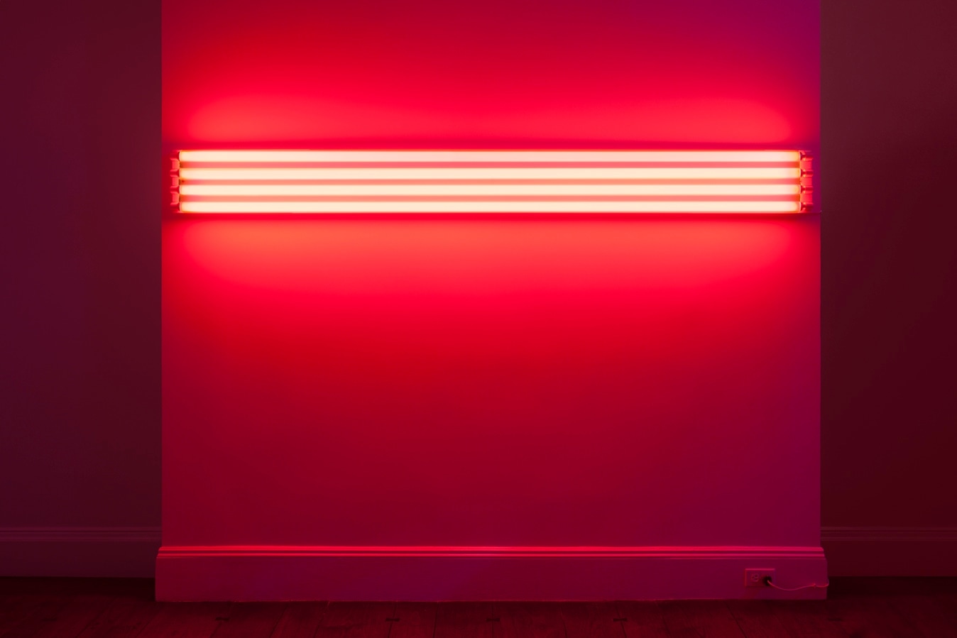 Dan Flavin
four red horizontals (to Sonja)
1963
red fluorescent light
8 3/4 x 96 inches (22.2 x 243.8 cm)