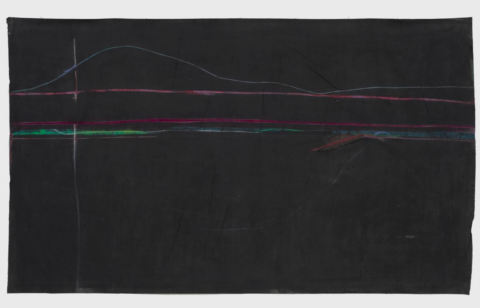 Mary Lovelace O&amp;#39;Neal

The Four Cardinal Points Are Three: North and South

circa&amp;nbsp;1970s

lampblack pigment, masking tape, and pastel on unstretched canvas

85 1/4 x 144 1/2 inches (216.5 x 367 cm)&amp;nbsp;