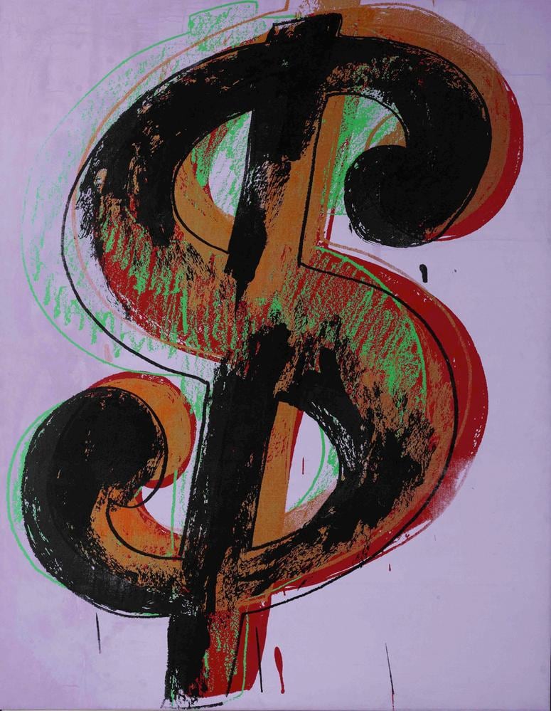 Andy Warhol Dollar Sign 1981 acrylic and silkscreen ink on canvas 90 3/16 x 70 1/8 inches (229.1 x 178.1 cm)