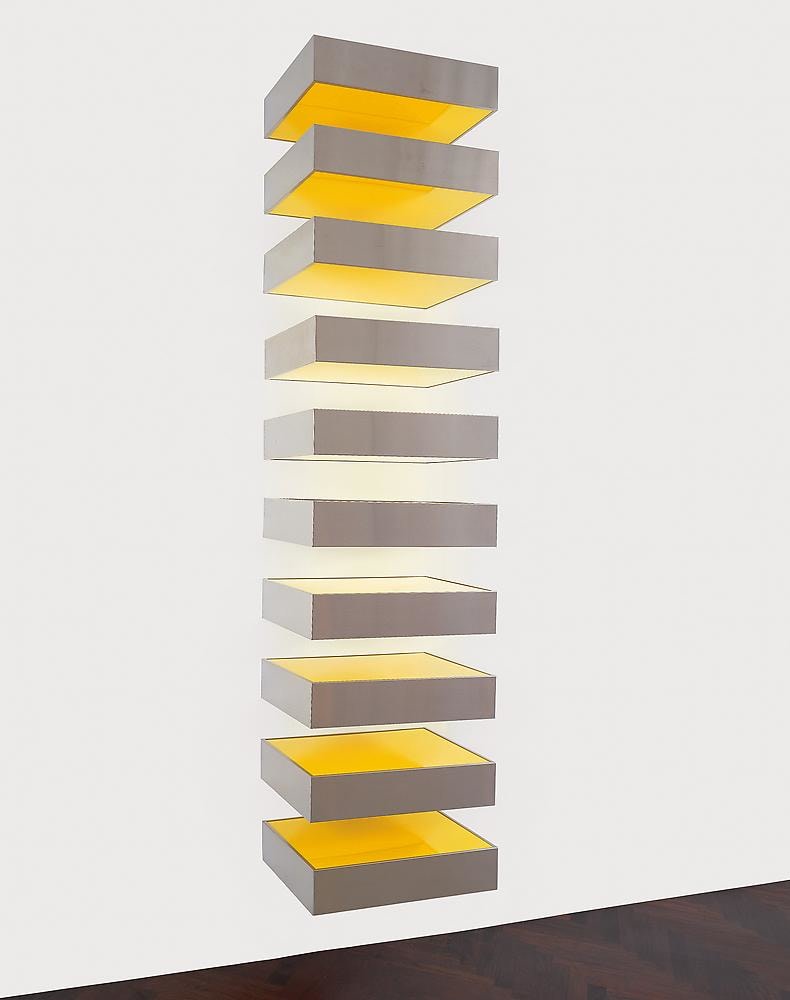 Untitled (Bernstein 80-52)
1980
stainless steel and yellow Plexiglas
10 units, each: 6 x 27 x 24 inches (15.2 x 68.6 x 61 cm)