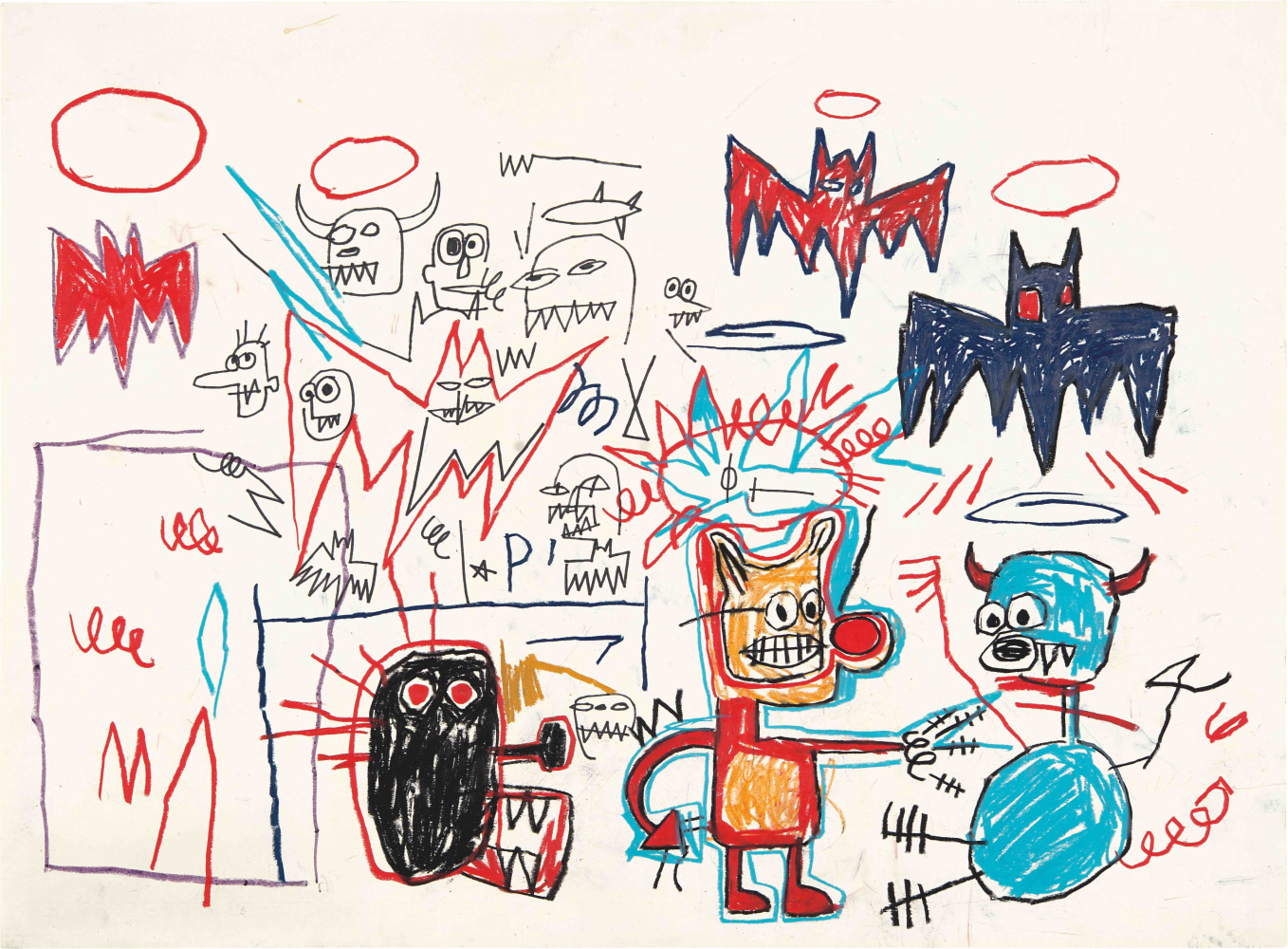 Jean-Michel Basquiat

Batman

1983

oilstick on paper

22 x 29 ⅞ inches (55.9 x 75.9 cm)