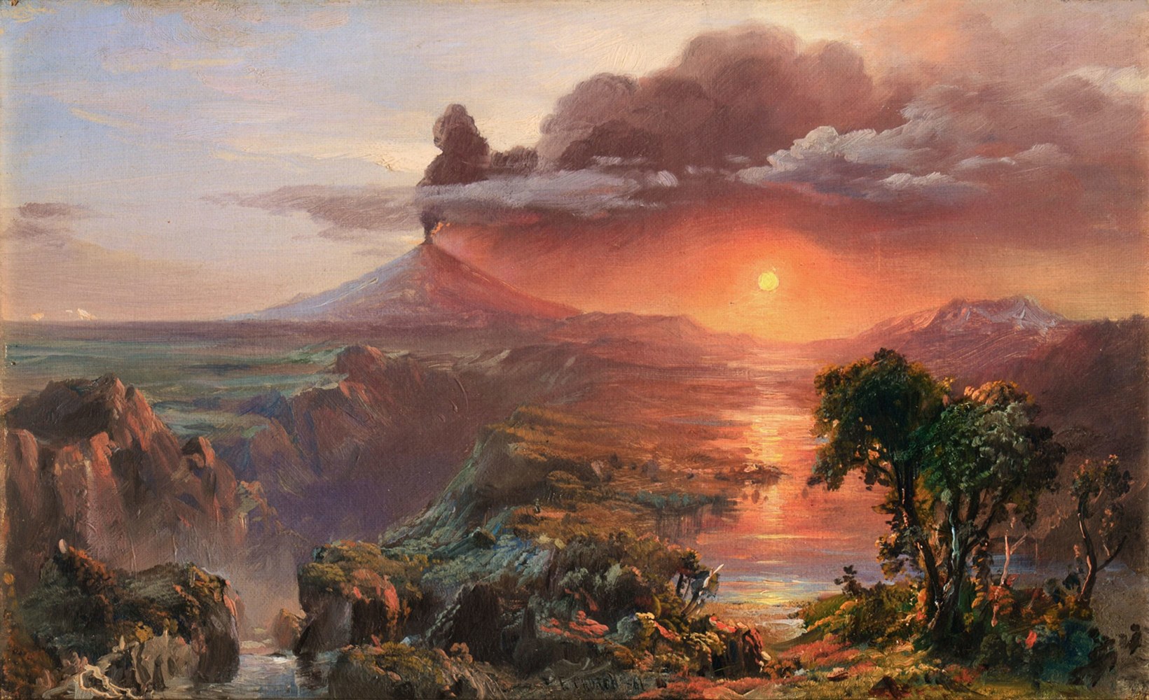 Frederic Edwin Church

Oil Study for Cotopaxi

1861

oil on canvas

7 1/2 x 12 inches (19.1 x 30.5 cm)&amp;nbsp;