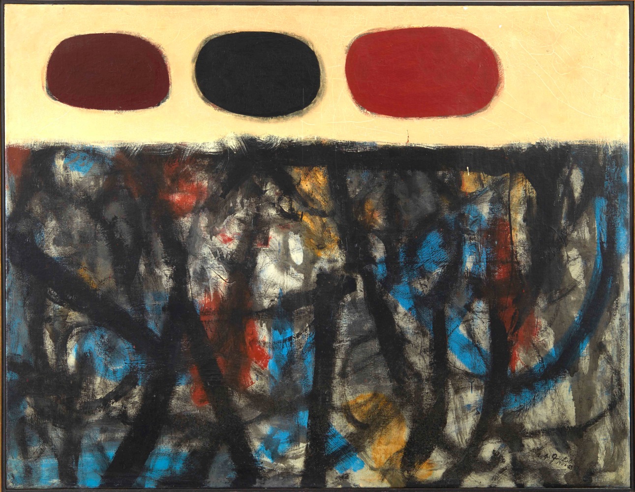 Adolph Gottlieb

Polychromed Maze

1956-1958

oil on canvas

42 x 54 inches (107 x 137 cm)