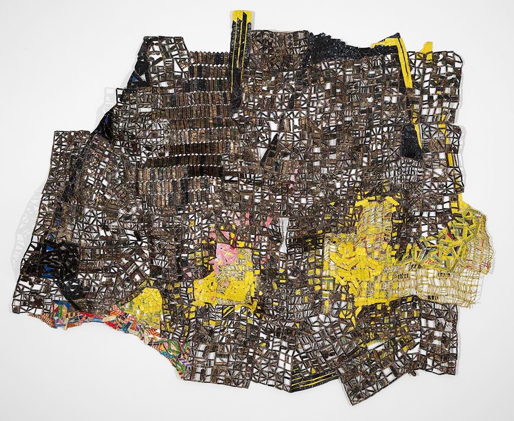 El Anatsui Almost 2017 aluminum and copper wire dimensions variable; as displayed: 101 x 124 inches (256.54 x 314.96 cm)