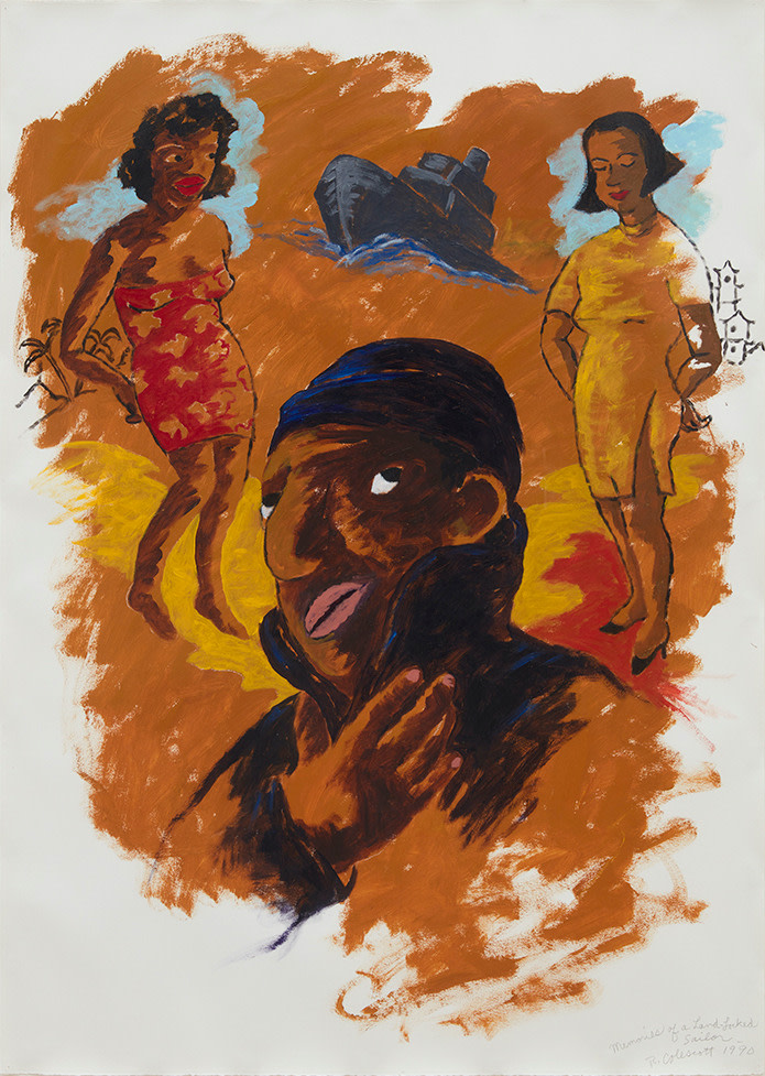 Robert Colescott, Memories of a Land-Locked Sailor, 1990. Acrylic on paper, 42 x 30 inches