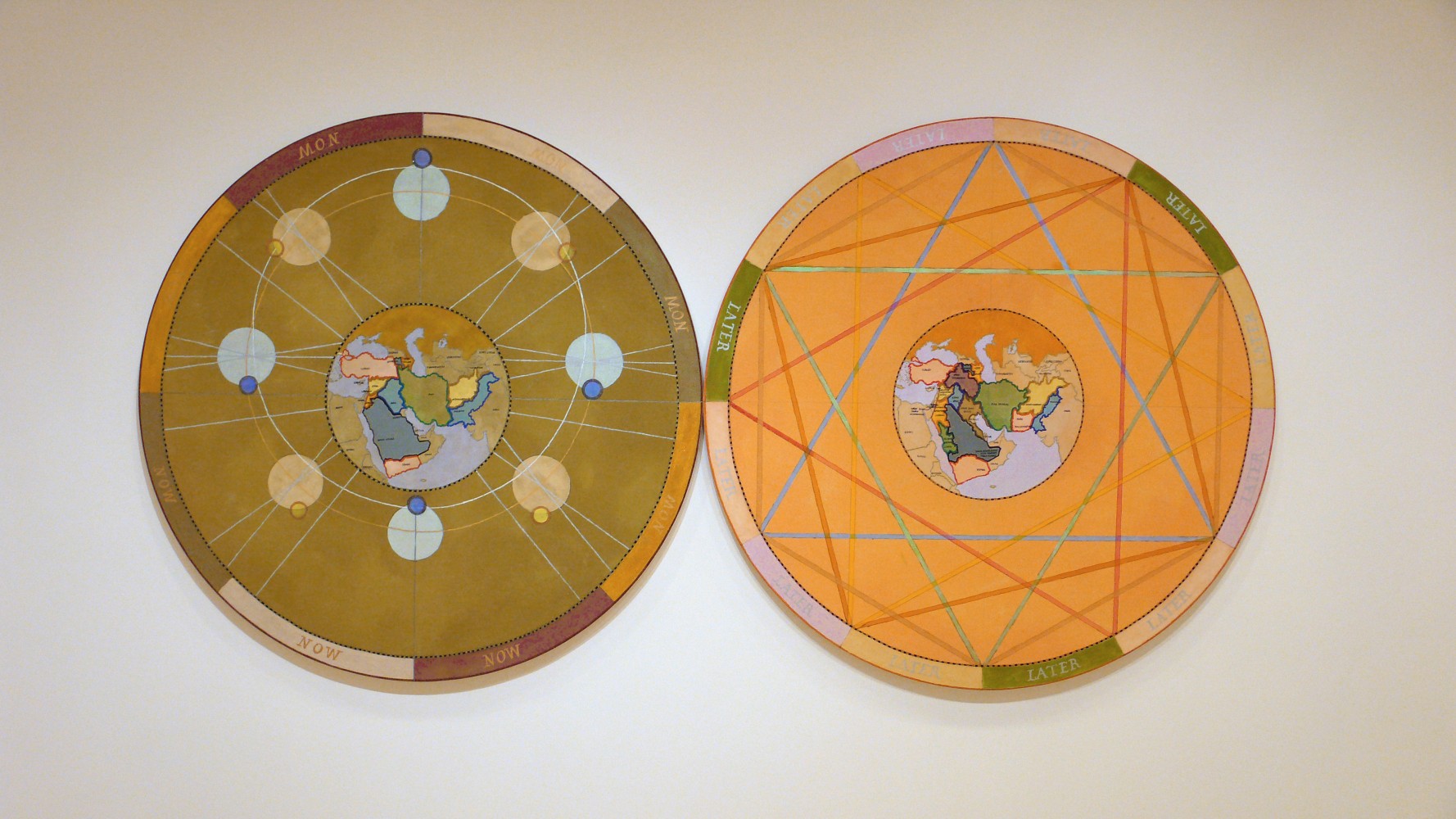 Now/Later, 2007 Acrylic on canvas 48 inches diameter (each tondo)