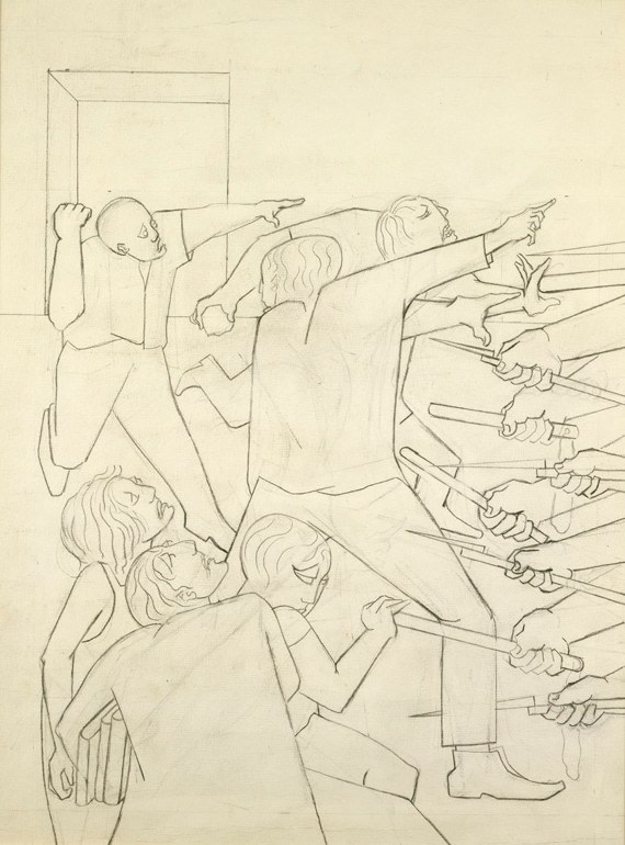 Jacob Lawrence, Struggle (Drawing for), 1965. Graphite on paper, 21 3/8 x 15 3/4 inches