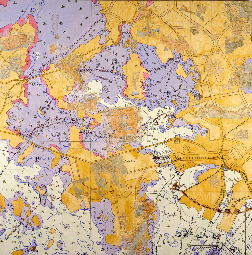 Joyce Kozloff
Bodies of Water: Cities of China, 1997
Acrylic and collage on canvas
72 x 72 inches