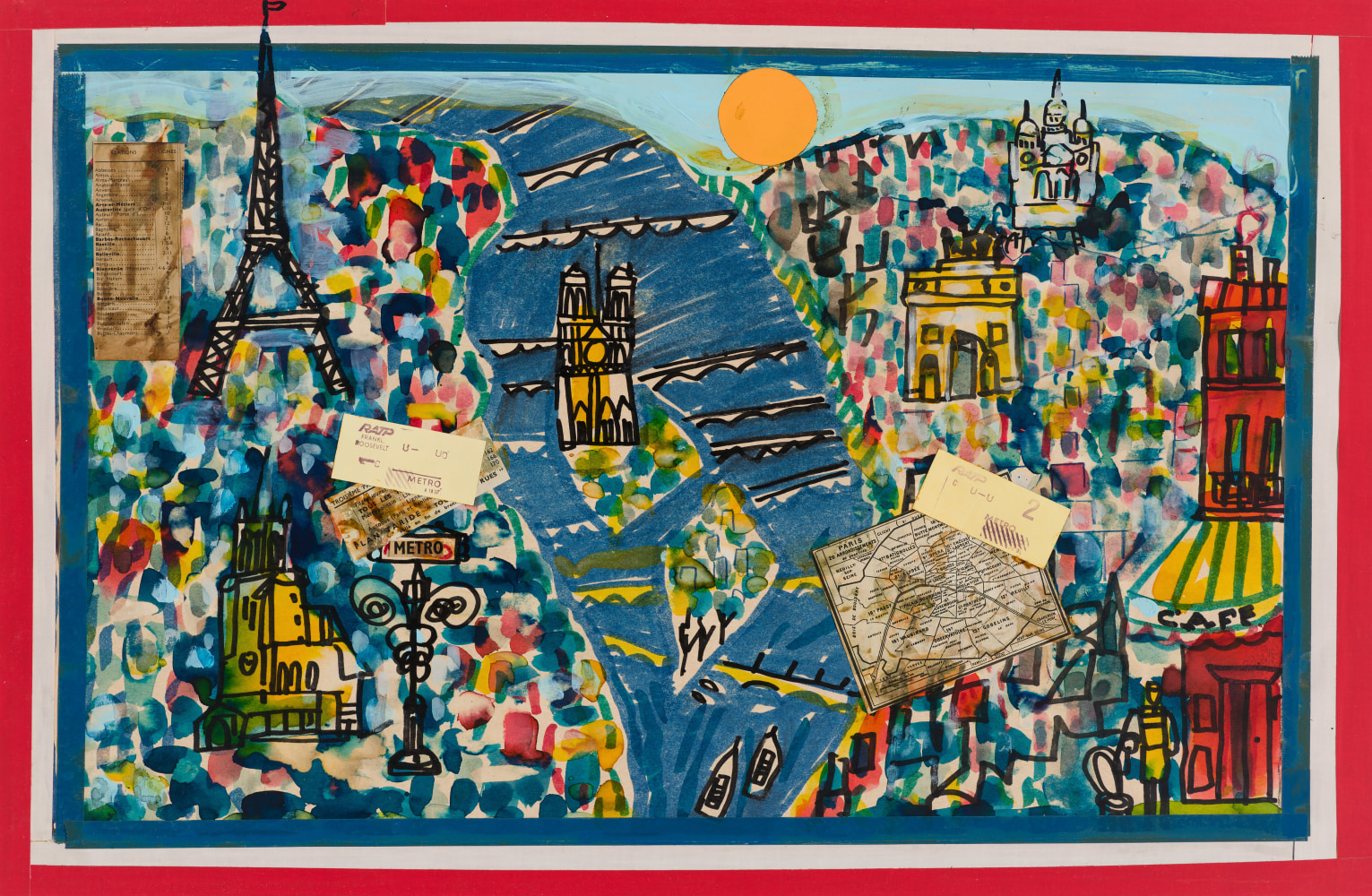 Being in Paris, 1981 Collage on paper, 16 ¼ x 25 inches