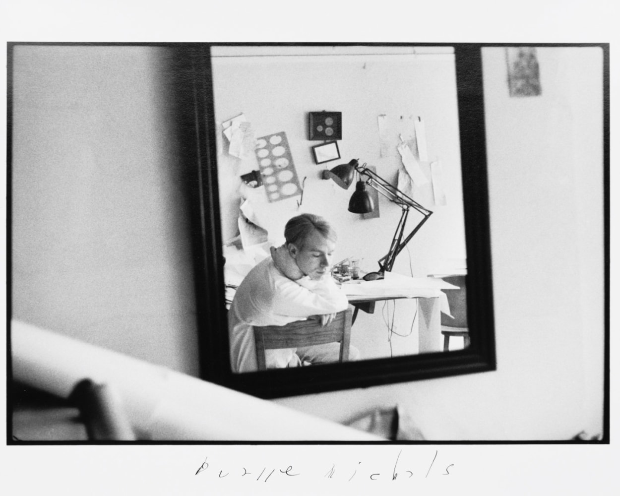Andy Warhol (Sitting At Desk With Eyes Closed), c. 1958  Gelatin silver print 8 x 10 inches