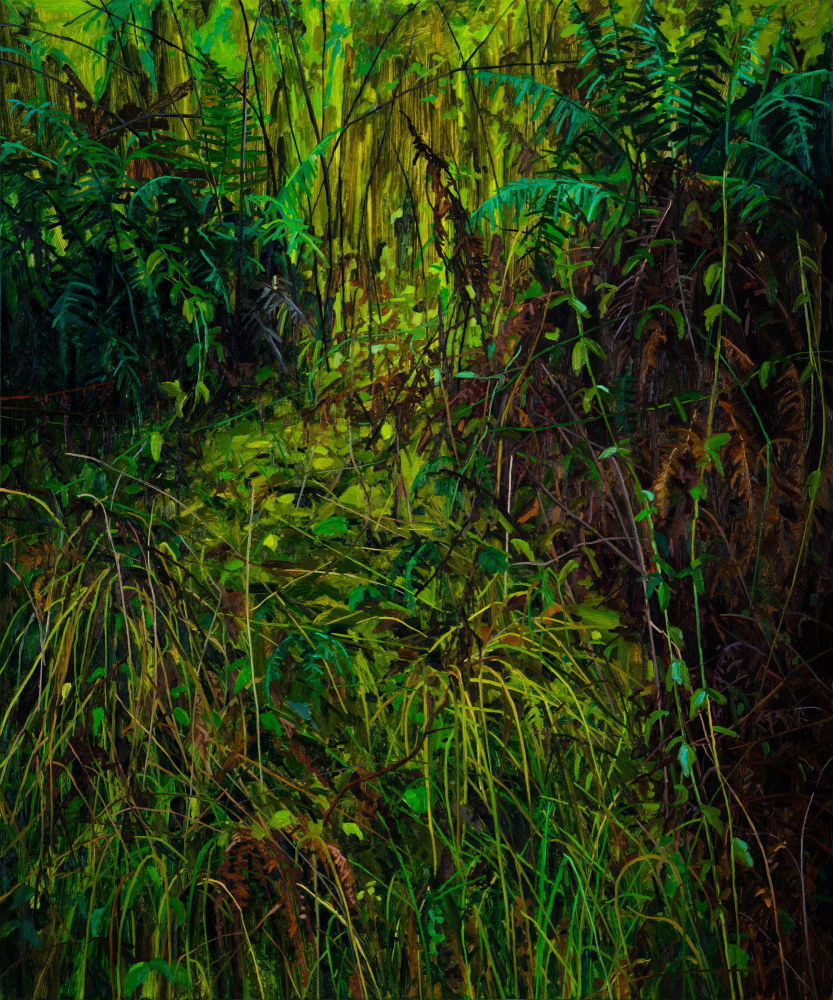 Claire Sherman, Grass and Ferns, 2021. Oil on canvas, 72 x 60 inches