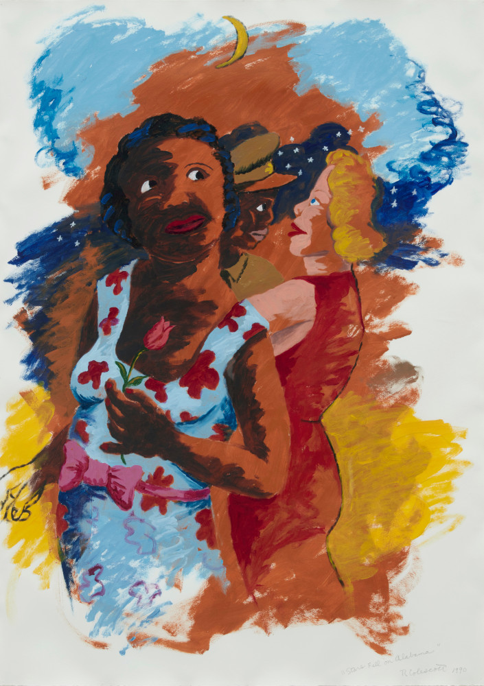 Robert Colescott, Stars Fell on Alabama, 1990. Acrylic on paper, 42 x 30 inches