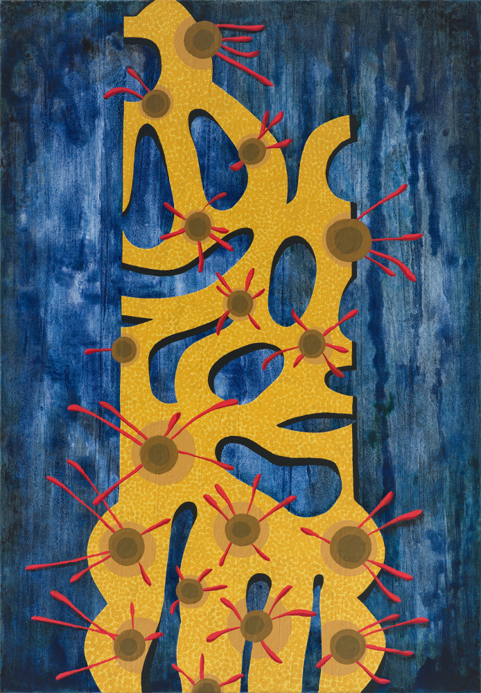 Carrie Moyer, Statue, 2022. Acrylic on canvas, 36 x 25 inches