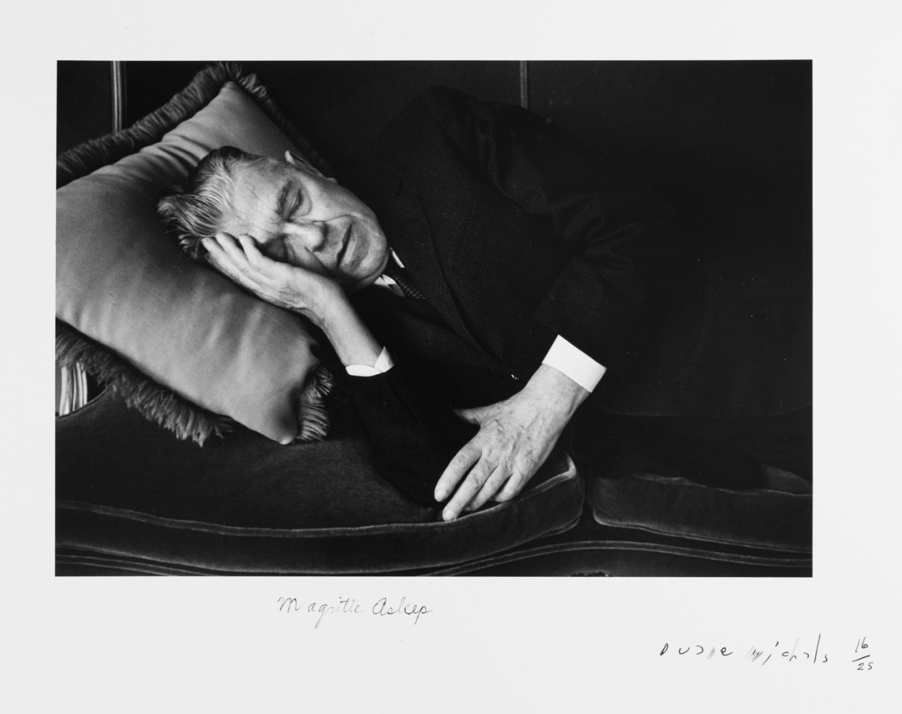 Magritte Asleep, 1965, Gelatin silver print 6 3/4 x 9 7/8 inches (image); 11 x 14 inches (paper) Edition 16/25