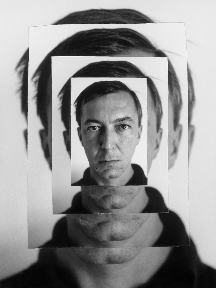 Duane Michals, Jasper Johns, 1972. Collage of four gelatin silver prints, 11 1/2 x 8 3/4 inches