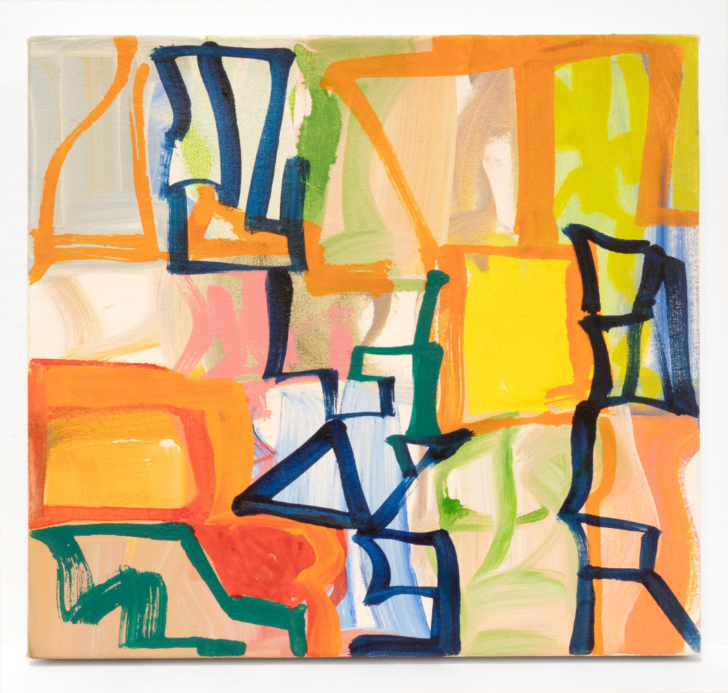 Melissa Meyer, Capital R, 2016. Oil on canvas, 14 x 14 inches