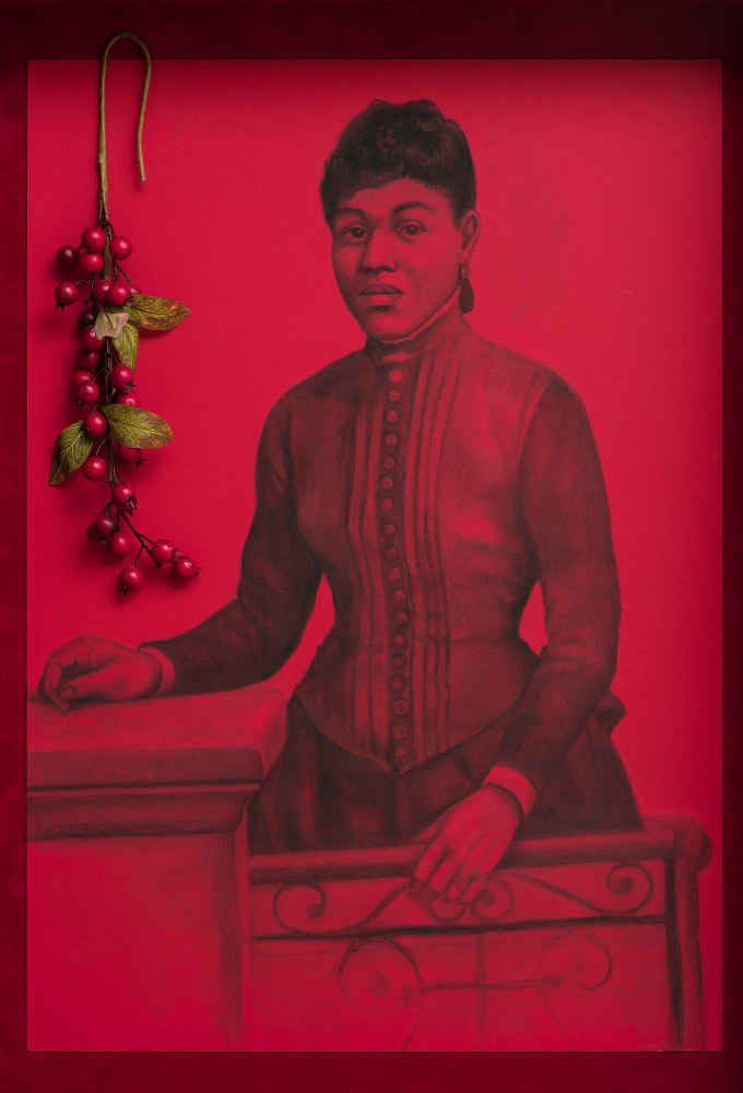 The Red IV, 2021
Cont&amp;eacute; on paper with attached found object
45 3/4 x 34 x 6&amp;nbsp;7/8 inches