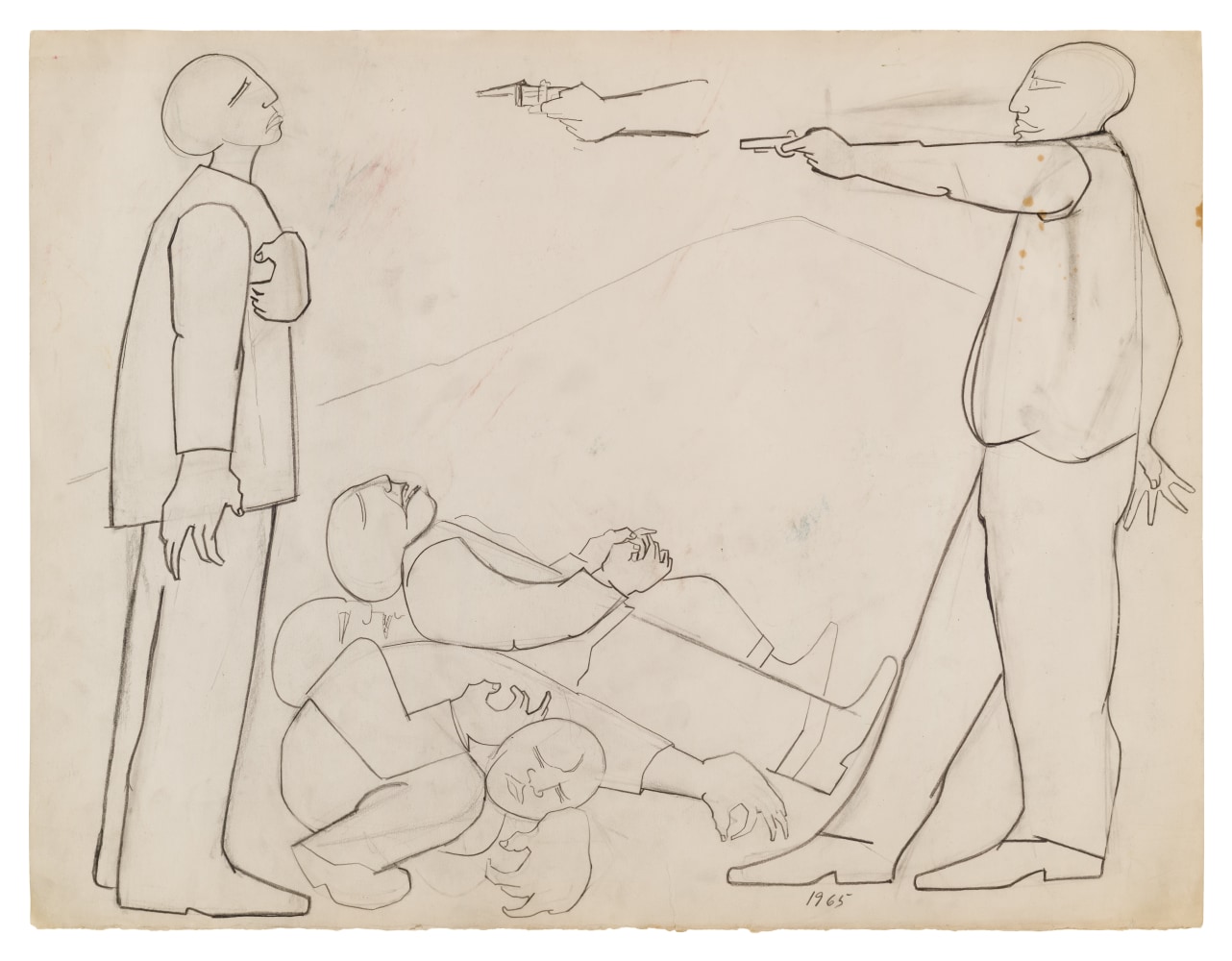 Jacob Lawrence
Study for &amp;quot;Struggle III - Assassination&amp;quot;, 1965
Graphite on paper
20 x 26 inches