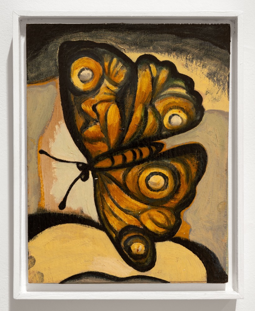 Garry Nichols, Butterfly, 2020. Oil on wood, 11 x 8 1/2 inches