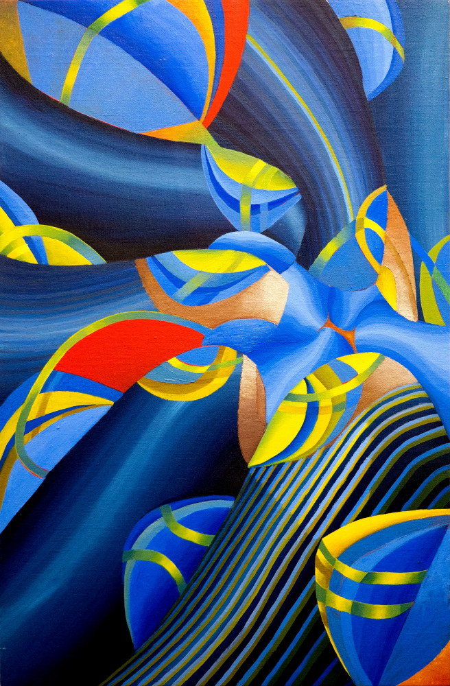 Theresa Daddezio, Disk Fingers, 2019-2020. Oil on linen mounted on panel, 33 1/2 x 22 inches