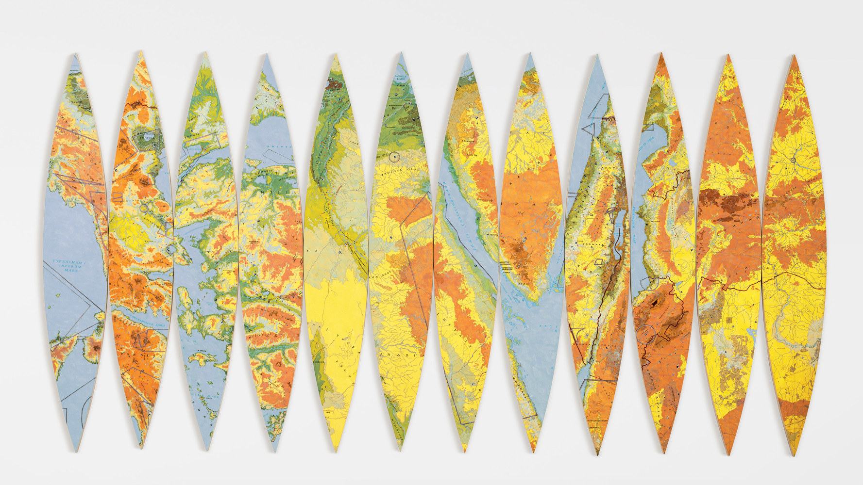 Spheres of Influence, 2001 Acrylic on canvas 96 x 192 inches