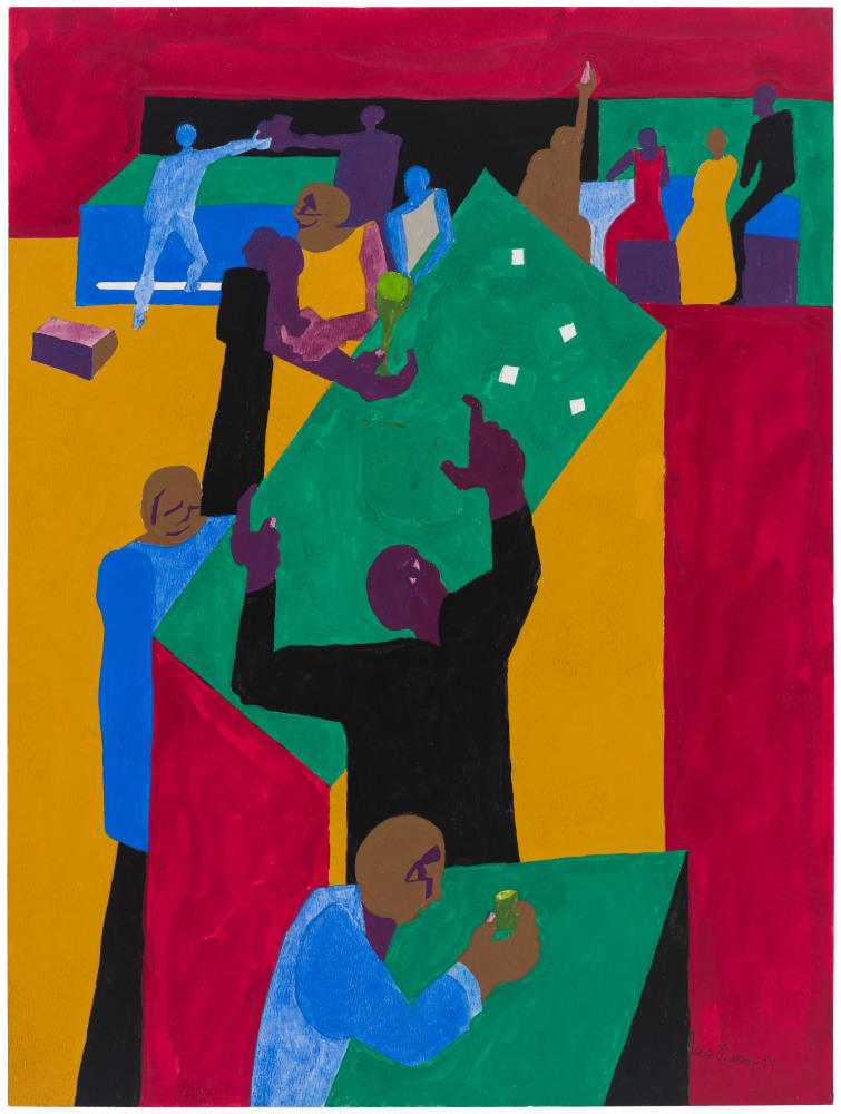 Jacob Lawrence, Games - Throwing the Dice, 1999. Gouache on paper, 24 x 18 inches