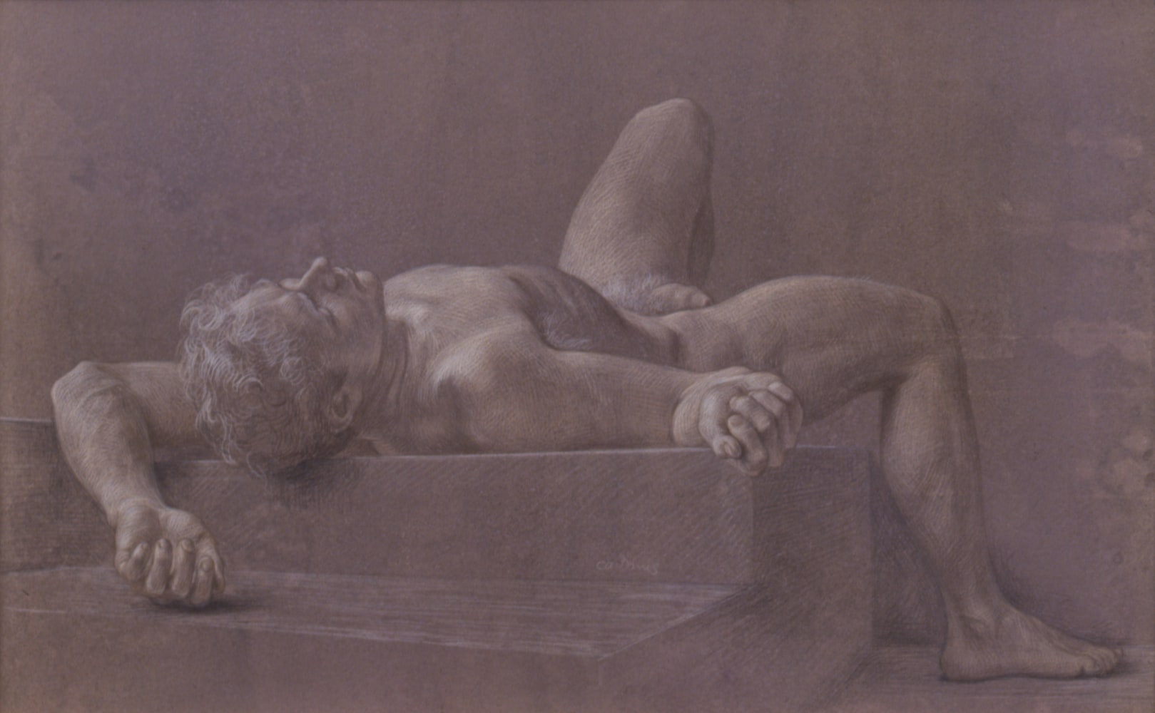 Paul Cadmus, Male Nude, 1965. Crayon on hand-toned paper, 19 1/4 x 24 3/4 inches