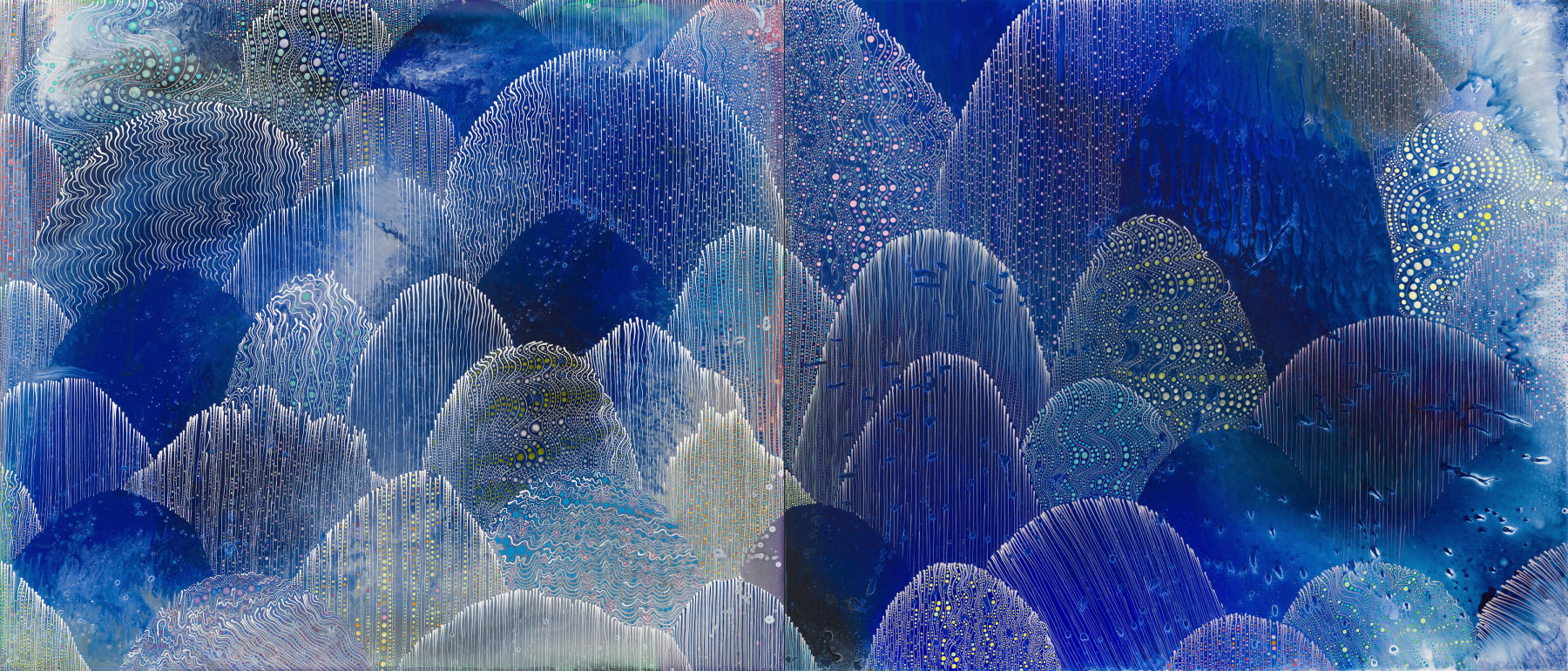 Alongside, 2024. Acrylic on linen, 60 x 140 inches