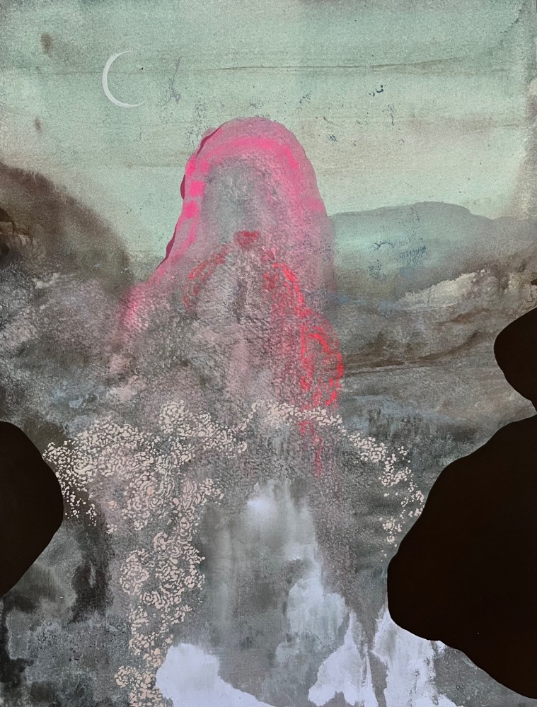 Darren Waterston, Fairytale no. 3 (The Arrival), 2023. Gouache on rag paper, 16 x 12 inches