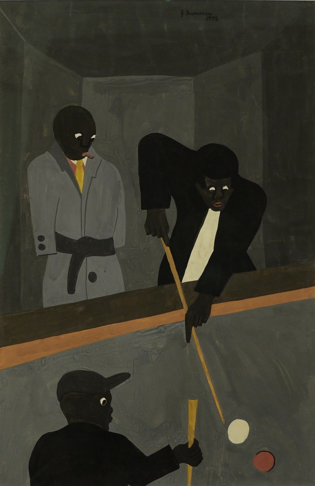 Jacob Lawrence
Pool Players, 1938
Tempera on brown paper
17 3/4 x 11 3/4 inches

Call Gallery for Information