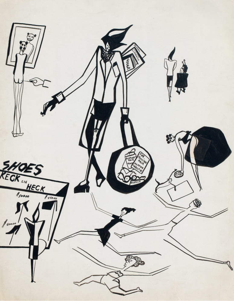 Jacob Lawrence

Untitled (Sketches of Gwen), ca. 1948

Brush and ink on cardboard

28 x 22 inches