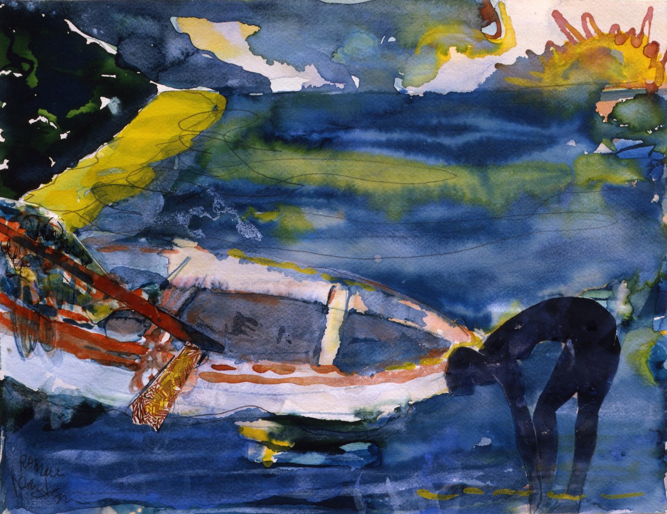 Romare Bearden, Martinique Morning, 1987. Watercolor and collage on paper, 13 x 16 3/4 inches