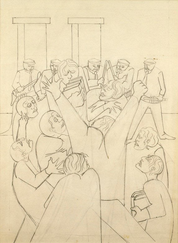 Jacob Lawrence, Struggle (Drawing for), 1965. Graphite on paper, 21 1/2 x 15 7/8 inches