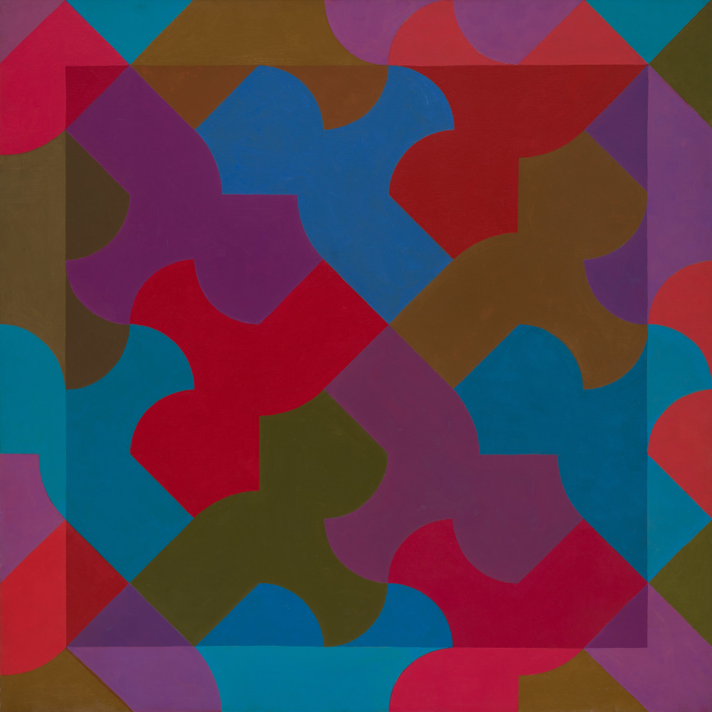 San Francisco di Paolo or Axe Pattern, 1966 Signed and dated on verso Acrylic on canvas 43 1/2 x 43 1/4 inches