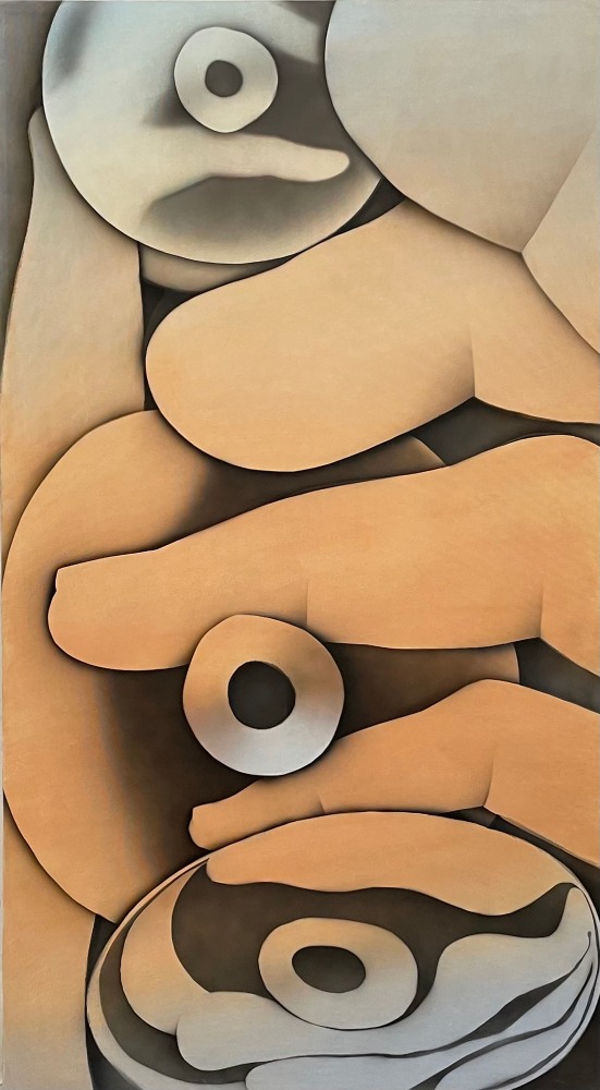 Alexi Worth, Ladder, 2022. Mixed media on mesh, 82 x 46/45 inches