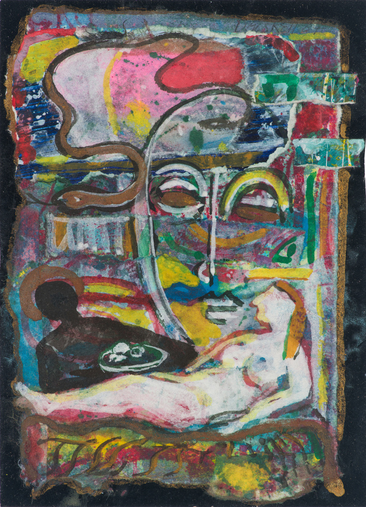 Odalisque, 1987
Collage, gouache and metallic pigment on paper
5 1/2 x 4 inches