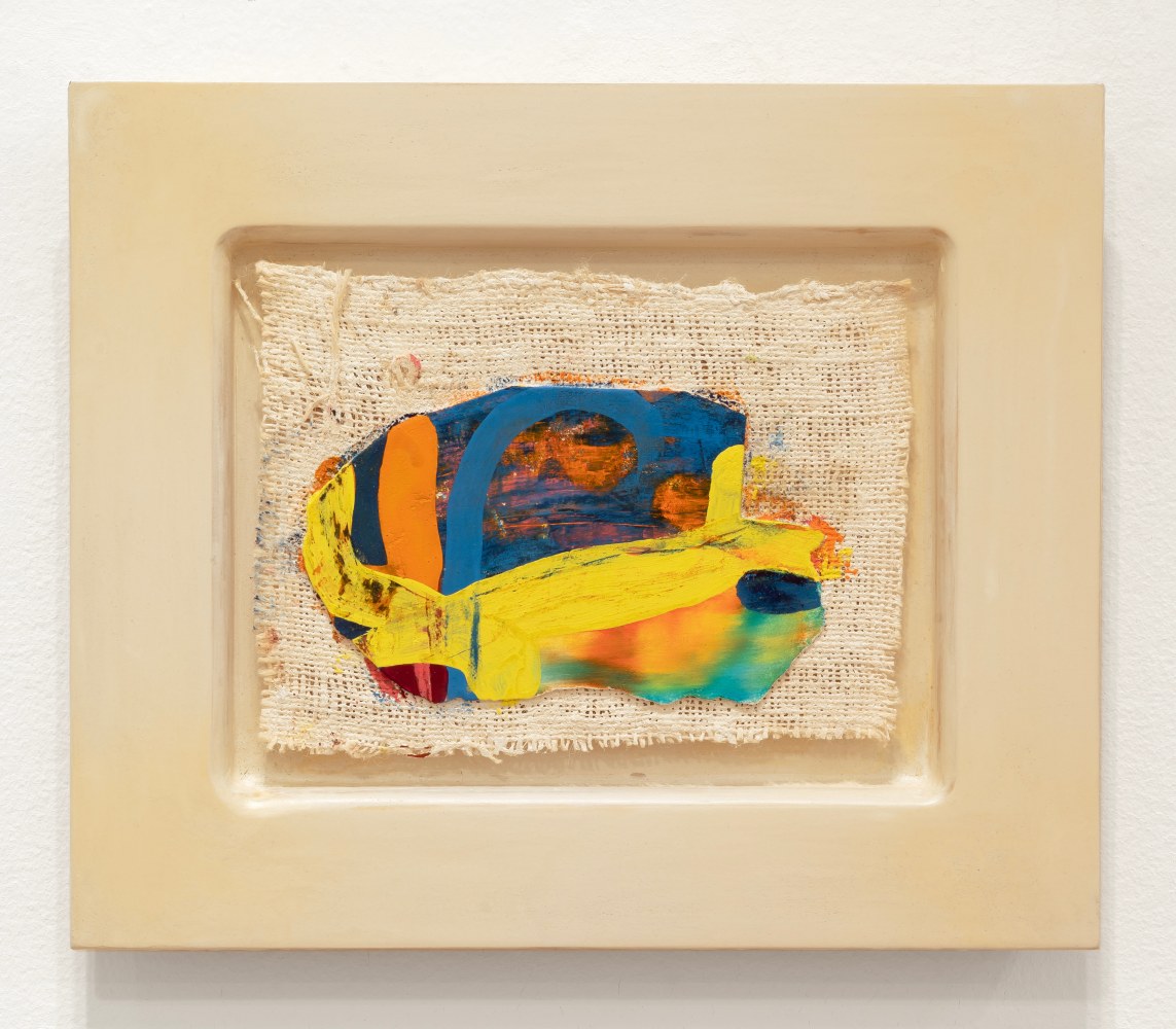 Frank Jackson, Skyway, 2020. Fresco on burlap, 7 1/2 x 10 inches