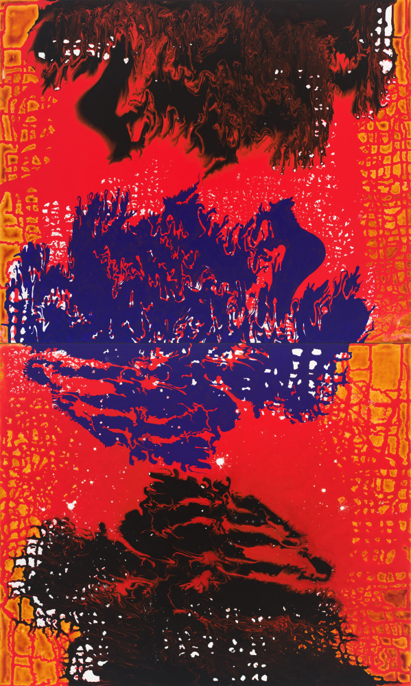 Red Black Stack, 2023  Acrylic on linen  40 x 24 inches