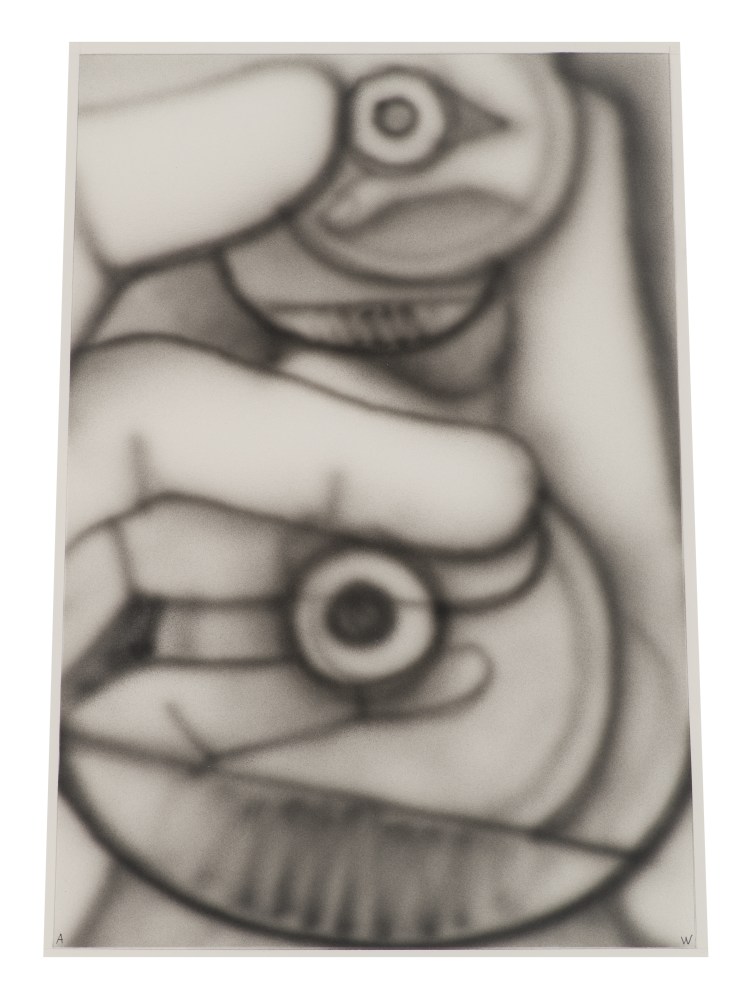 Alexi Worth, Drinking Spray #4, 2021. Ink on paper, 20 7/8 x 15 / 14 inches