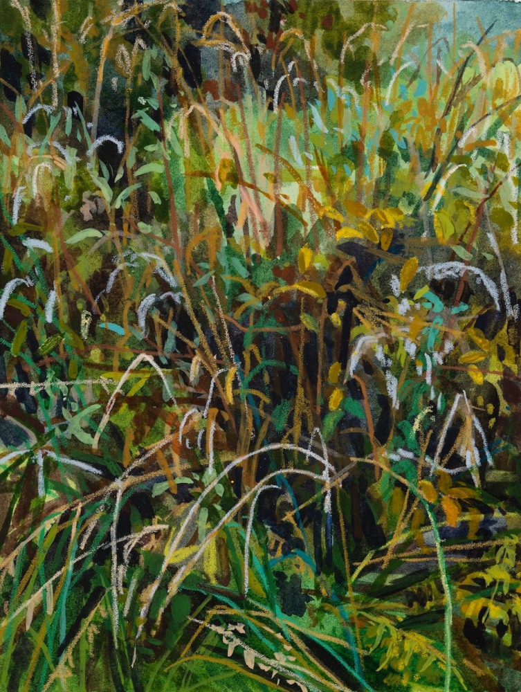 Claire Sherman, Grass, 2021. Mixed media on paper, 12 x 9 inches