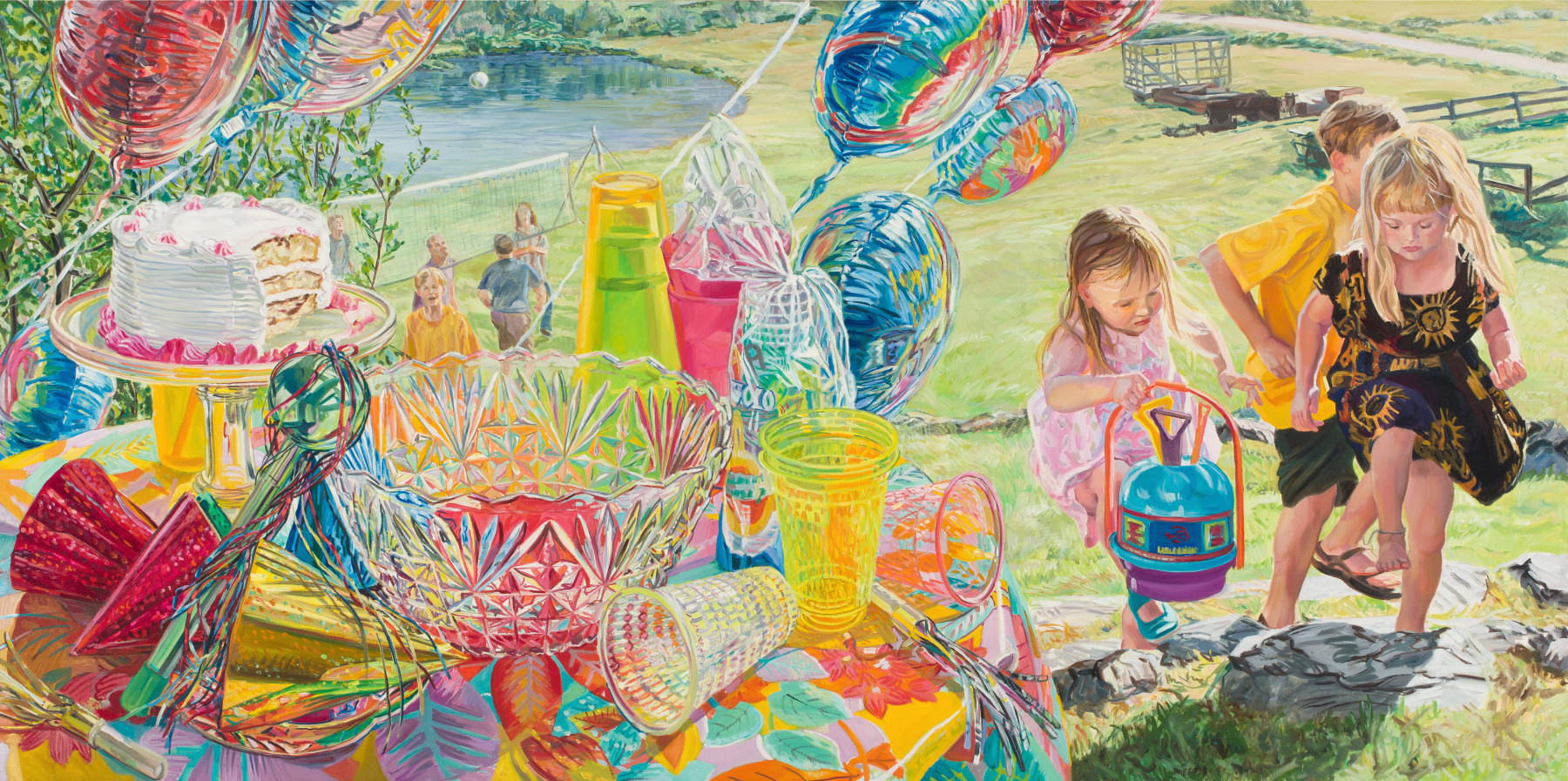 Janet Fish, Balloons, 1999. Oil on canvas, 50 x 100 inches